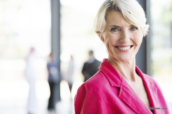 middle aged businesswoman in modern office