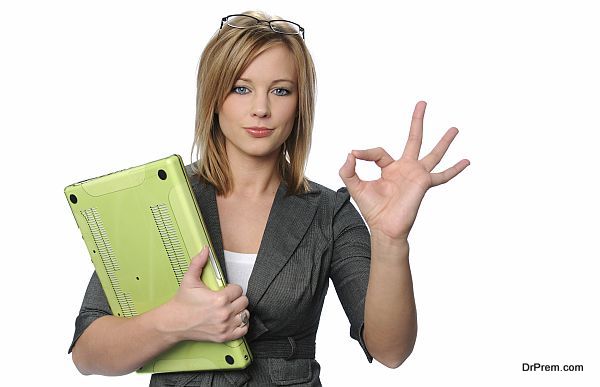 Young businesswoman with laptop