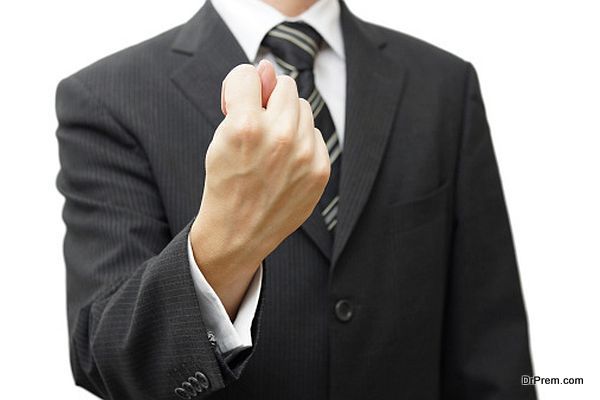 businessman hand showing a fig sign