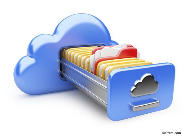data storage on servers in cloud. 3D image isolated on white