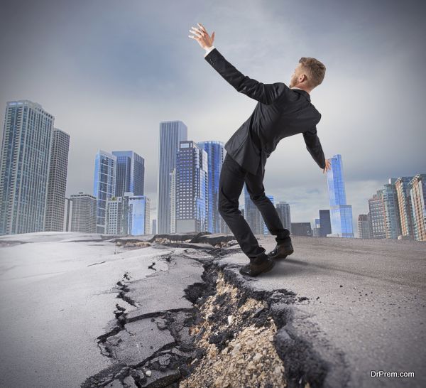 Businessman trying to overcome a deep break