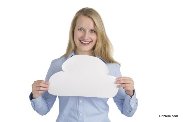 female holding a cloud