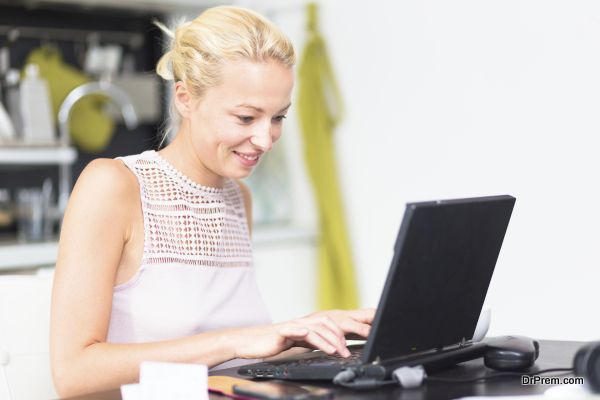 Business woman working from home.