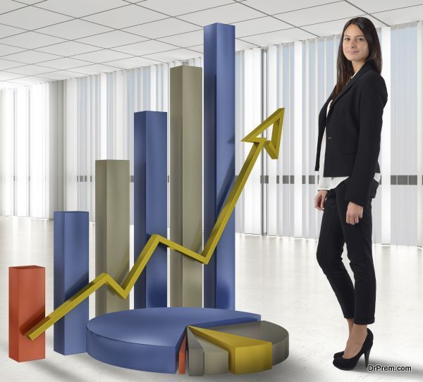 Businesswoman satisfied with the profit and productivity