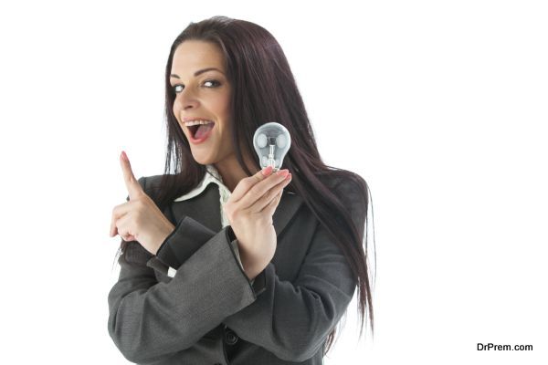 young woman and a light bulb