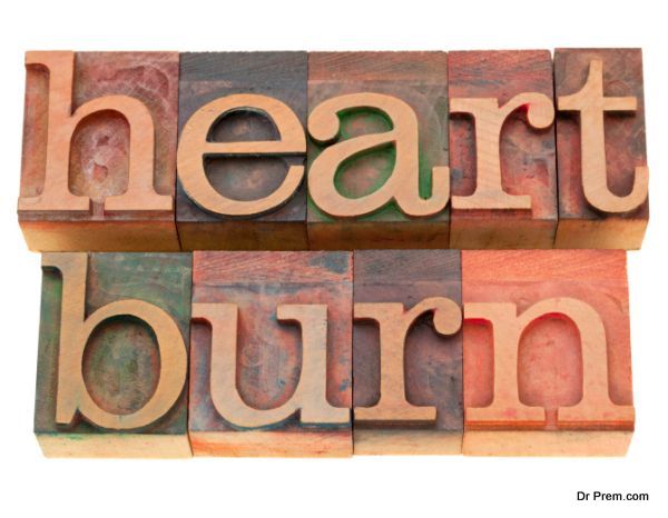 heartburn word in letterpress type