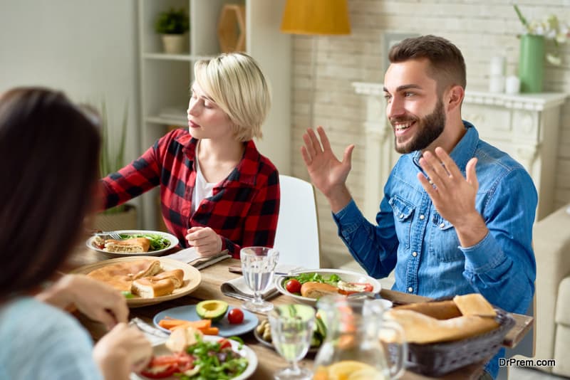 Family members healthy conversation