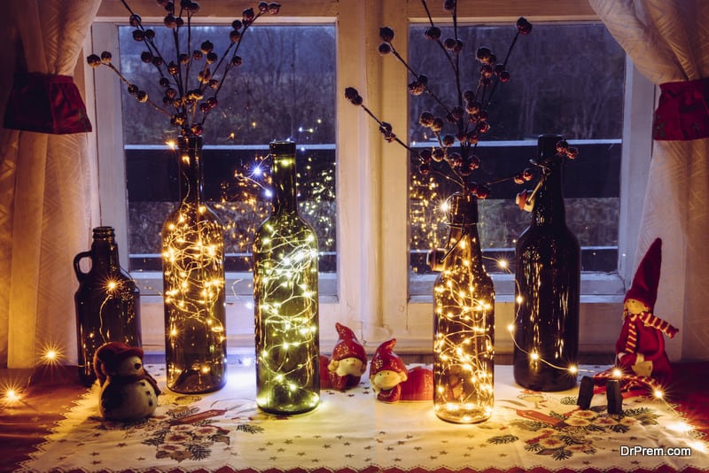Reusing wine bottles creatively to decorate your home