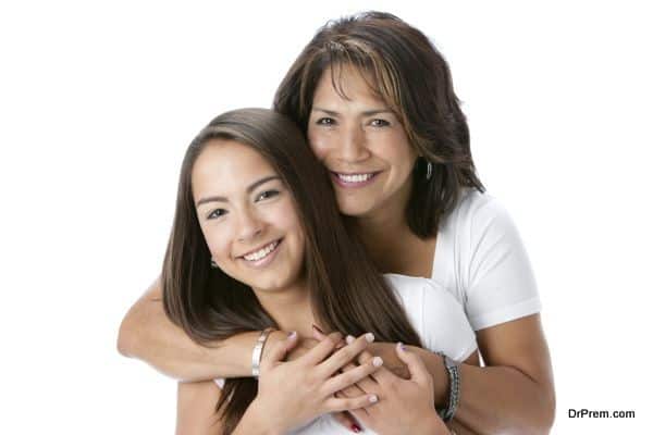 Teenager with her mom