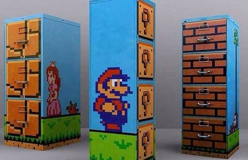 Mario world theme cabinet