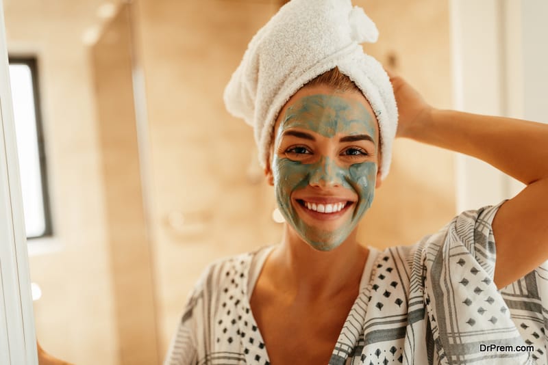 woman applied face mask