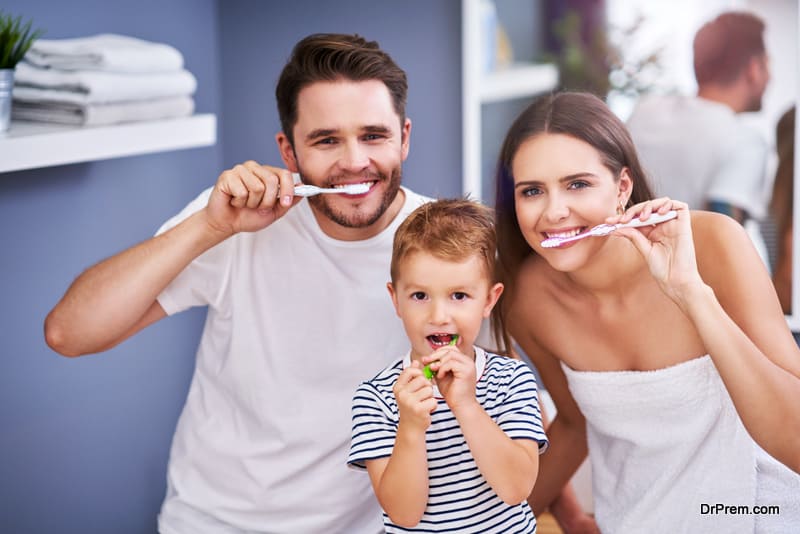 family brushing together