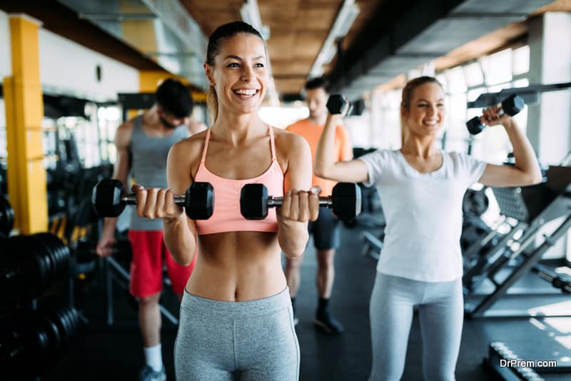 people working out in gym