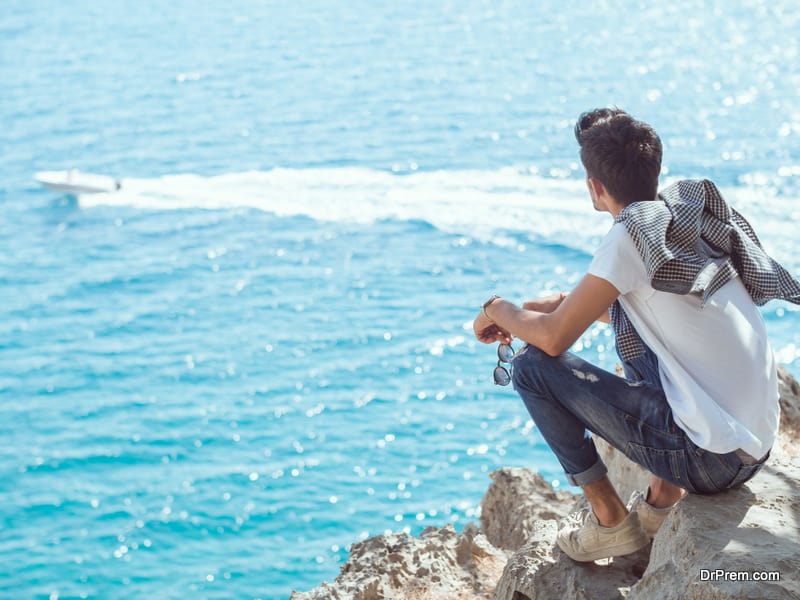 young man spending time alone