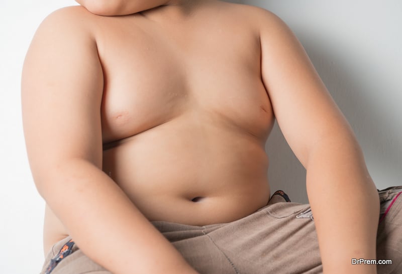 The size of stomach of children with overweight.