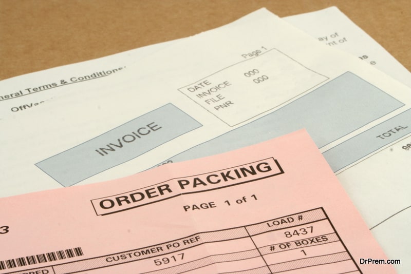 packing slips or invoices