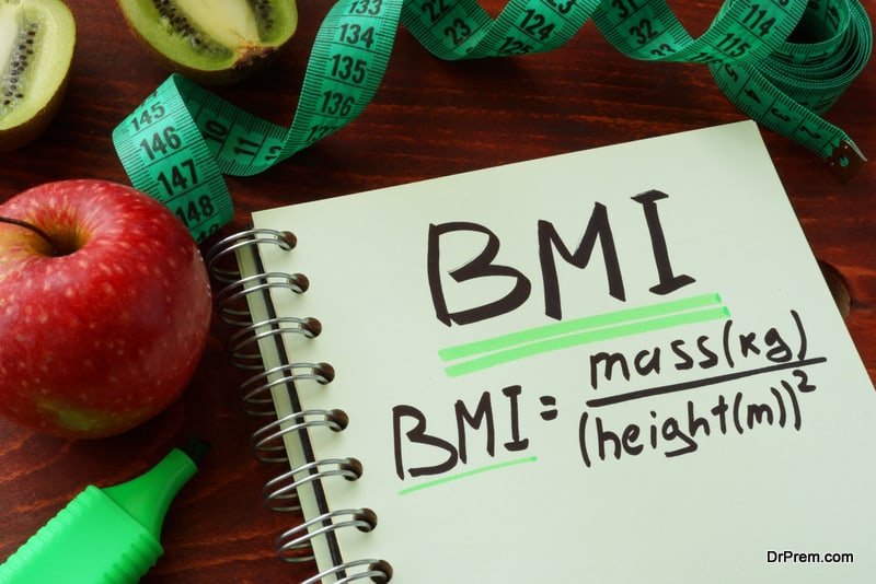 BMI body mass index written on a notepad sheet