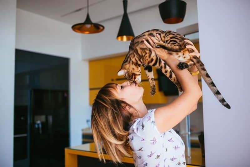 beautiful woman with cat