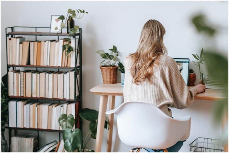 woman working on laptop