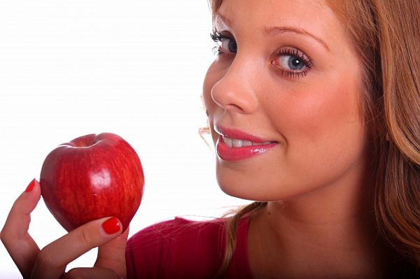 lady eating apple