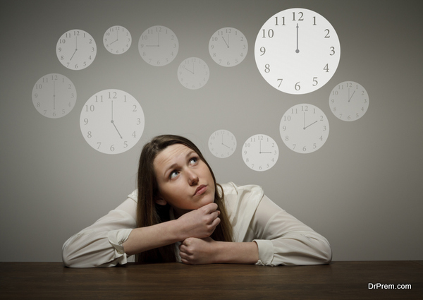 Girl in white and clock