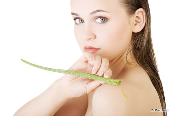 Woman with aloe vera