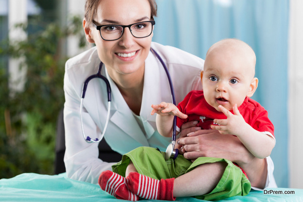 Pediatrician and patient during medical appointment