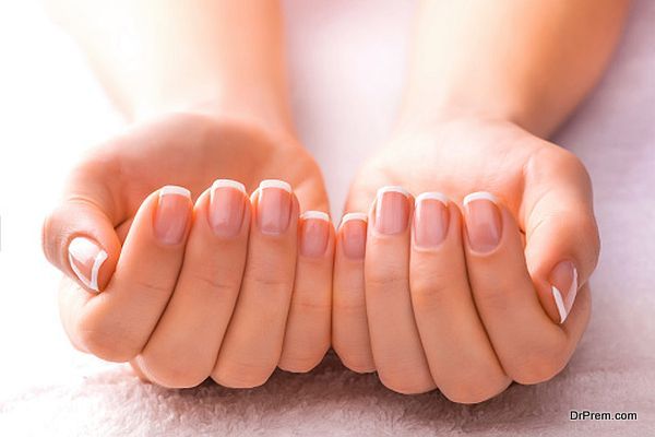 manicure on the white towel