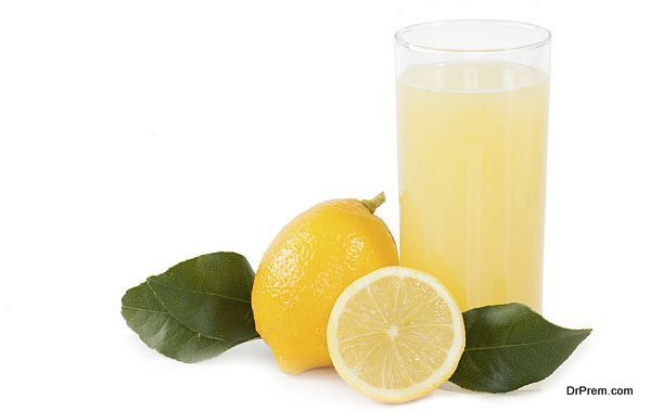 Lemonade or lemon juice isolated on background white