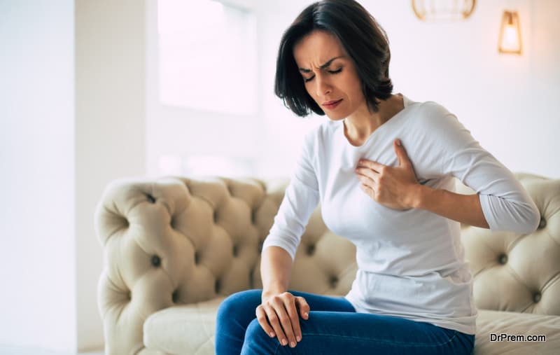 woman suffering from heart issues