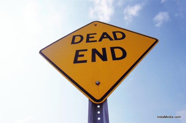 Dead end road sign, low angle view