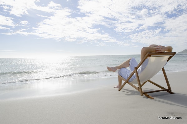 Man relaxing on beach 