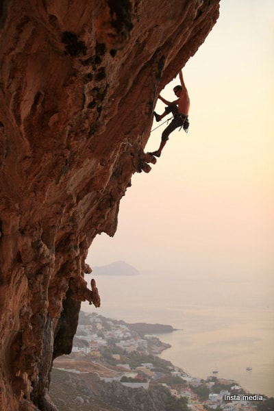 Rock climber at sunset