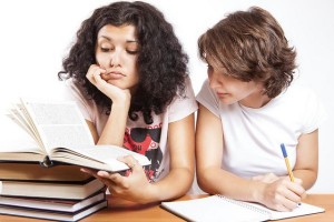 Two Girls Studying 