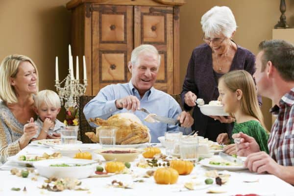 Big family helping each other