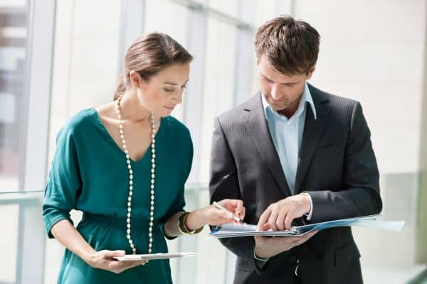 Business executives working in an office