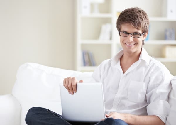 A young man with laptop