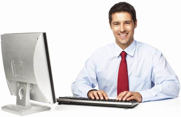 Businessman Working On Computer - Isolated