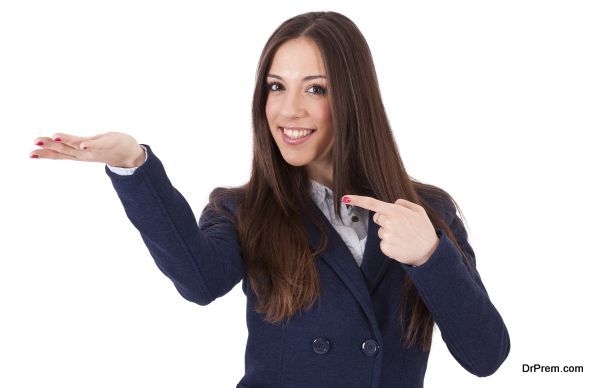 portrait of businessman pointing