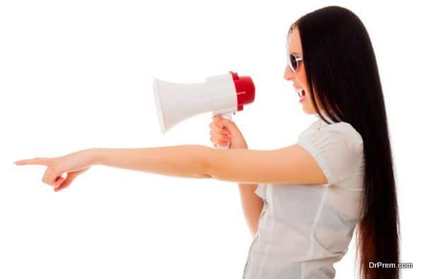 Young girl with megaphone