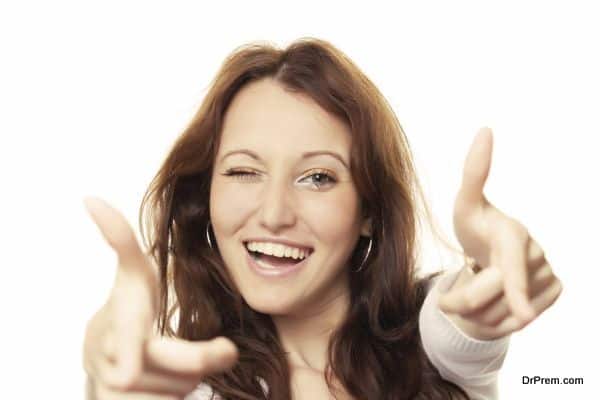 young lady expressing her emotions to the camera, over white