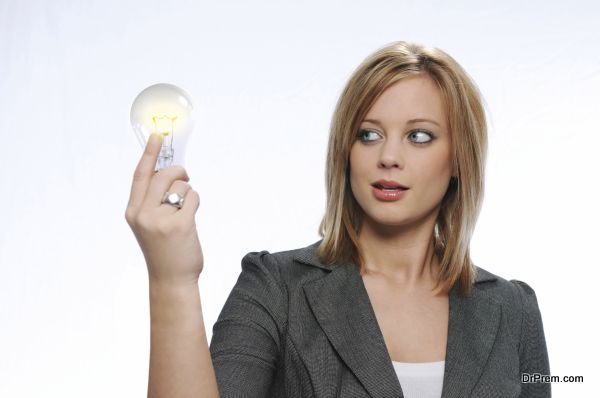 Composite image of smiling thoughtful businesswoman