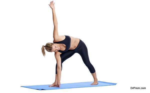 Woman doing yoga poses isolated on white background