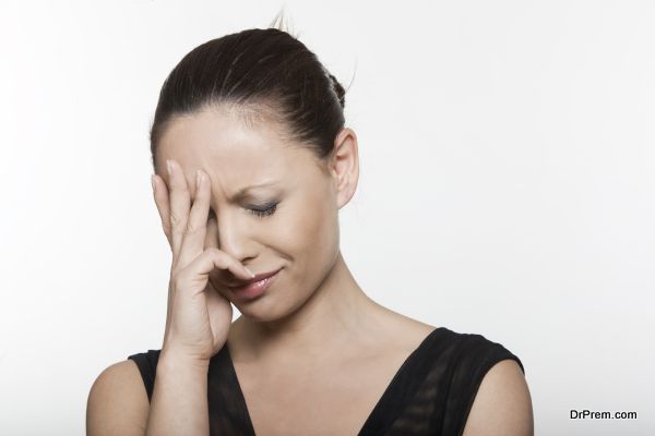 beautiful expressing sadness woman portrait on siolated background