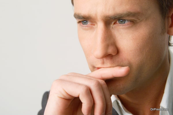 Man with pensive expression