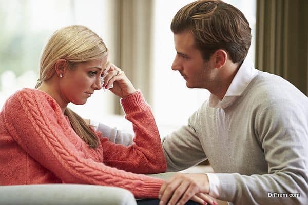 Couple With Woman Suffering From Depression