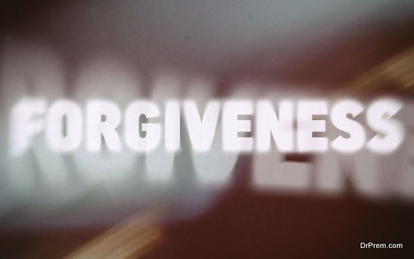 Forgiveness word on vintage blurred background, concept sign