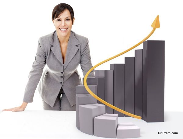 Businesswoman with growth graph