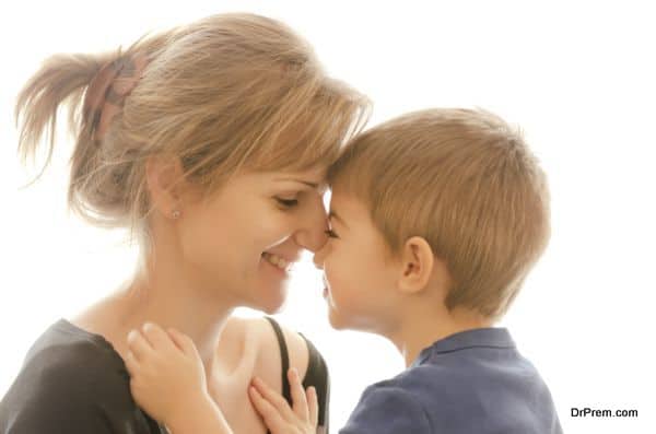 Mother and son playing - soft focus