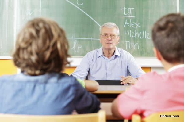 Teacher and student in lesson